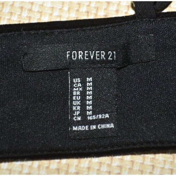 Forever 21 Black Velvet Bralette Bustier Top Juniors M Red Embroidered Roses - Picture 6 of 7